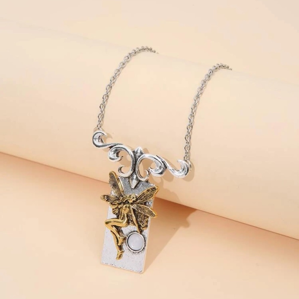 🧚‍♀️ Lovely Rustic Style Metallic Fairy Necklace 🧚